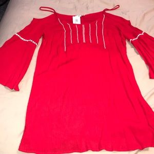 Long sleeve, off the shoulder red dress